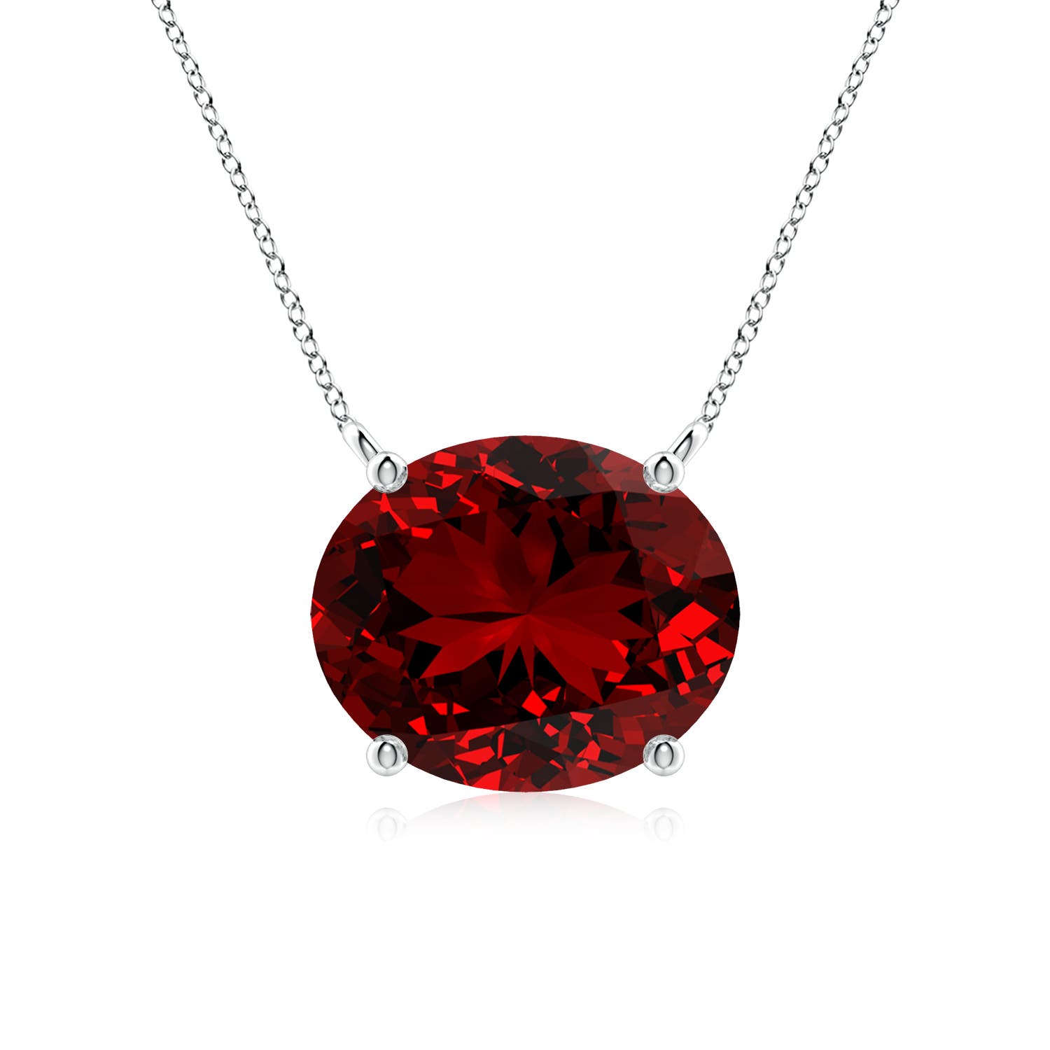12x10mm Labgrown Lab-Grown East-West Oval Ruby Solitaire Pendant in White Gold