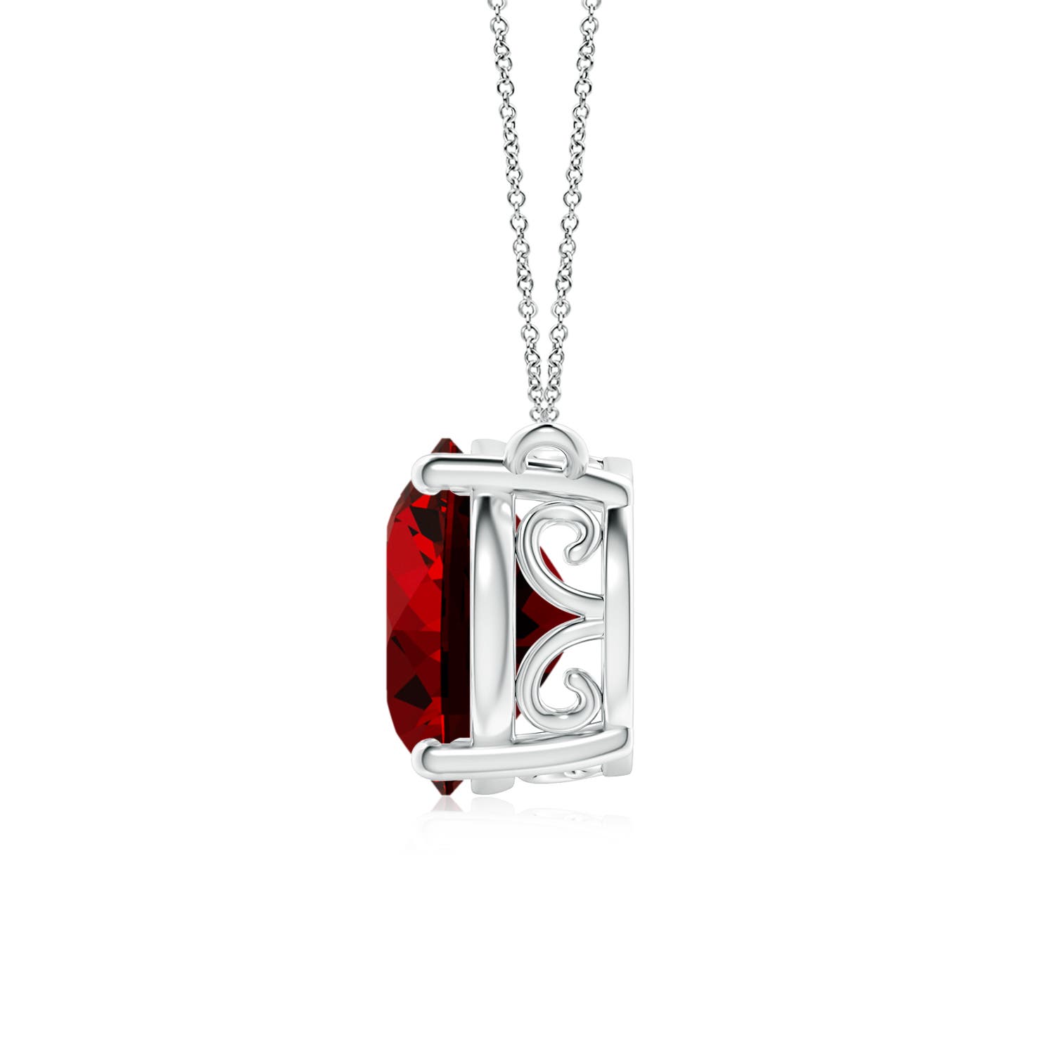 12x10mm Labgrown Lab-Grown East-West Oval Ruby Solitaire Pendant in White Gold