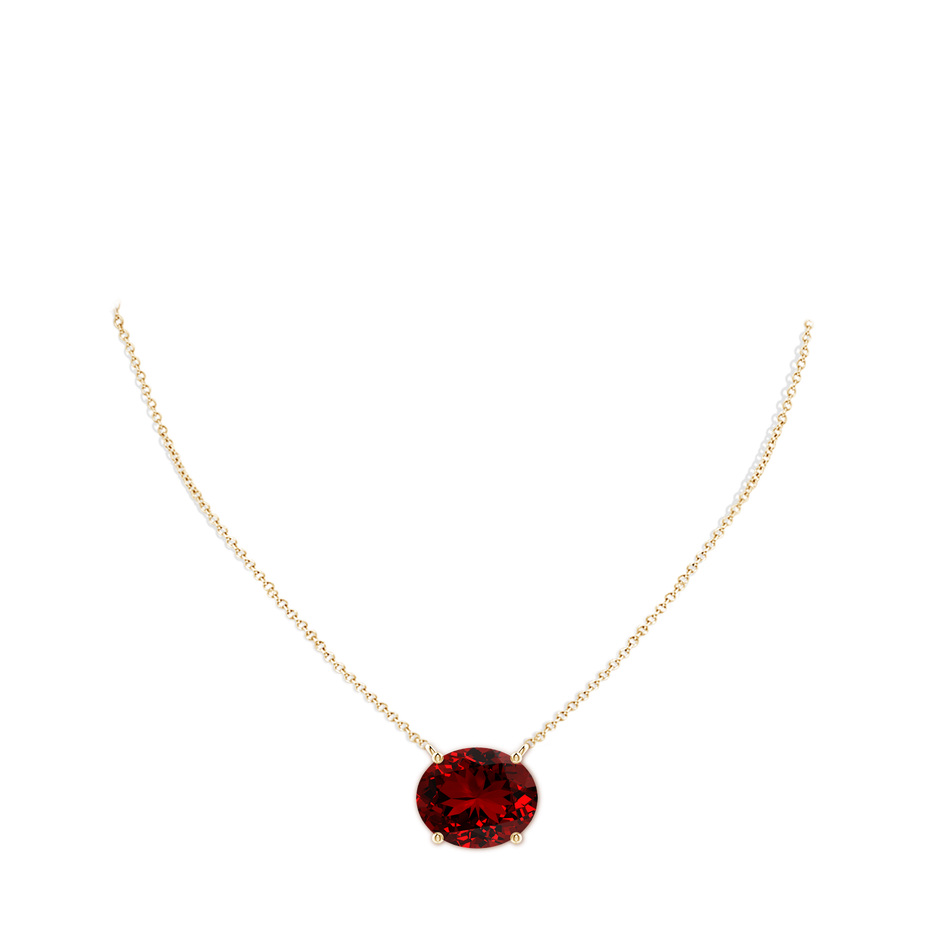 12x10mm Labgrown Lab-Grown East-West Oval Ruby Solitaire Pendant in Yellow Gold pen