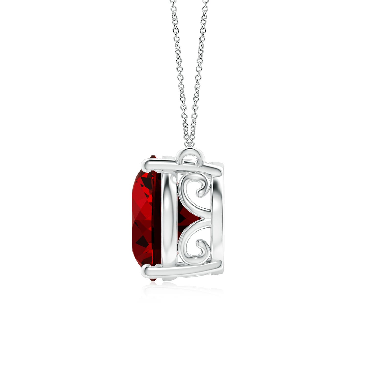 14x10mm Labgrown Lab-Grown East-West Oval Ruby Solitaire Pendant in P950 Platinum