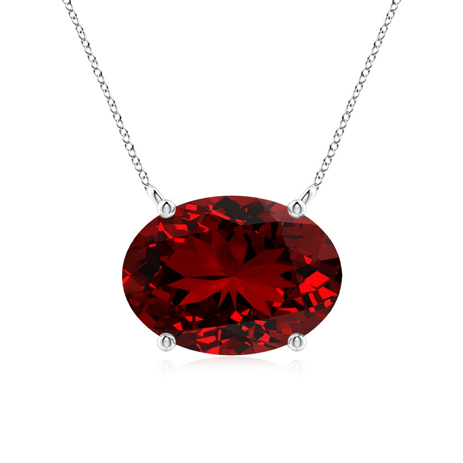 14x10mm Labgrown Lab-Grown East-West Oval Ruby Solitaire Pendant in White Gold 