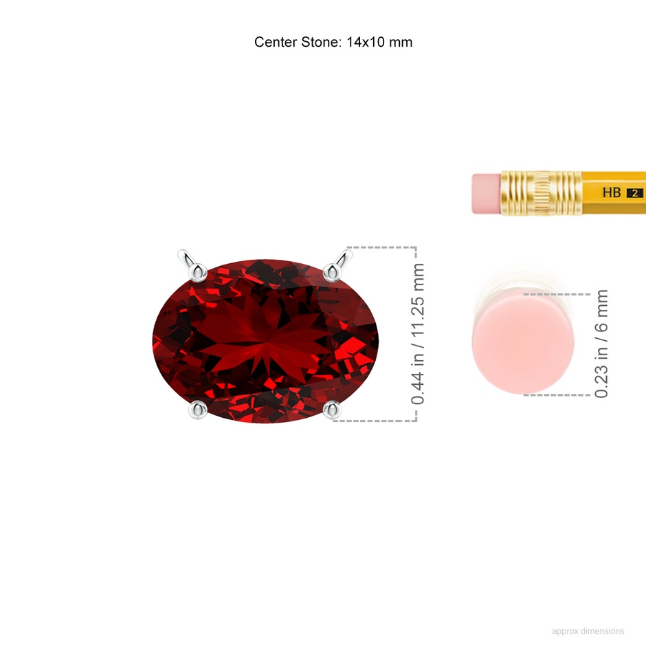 14x10mm Labgrown Lab-Grown East-West Oval Ruby Solitaire Pendant in White Gold ruler