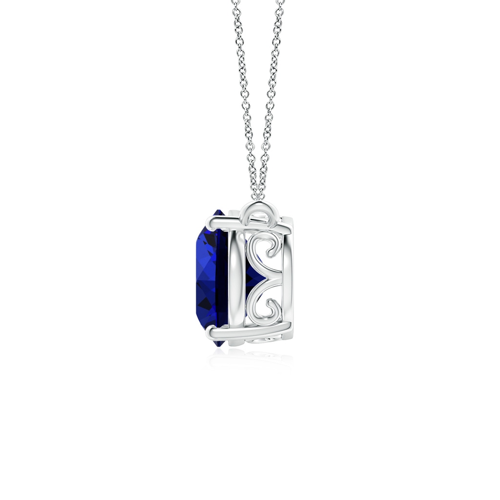 10x8mm Labgrown Lab-Grown East-West Oval Blue Sapphire Solitaire Pendant in White Gold Side 199