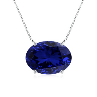 14x10mm Labgrown Lab-Grown East-West Oval Blue Sapphire Solitaire Pendant in P950 Platinum