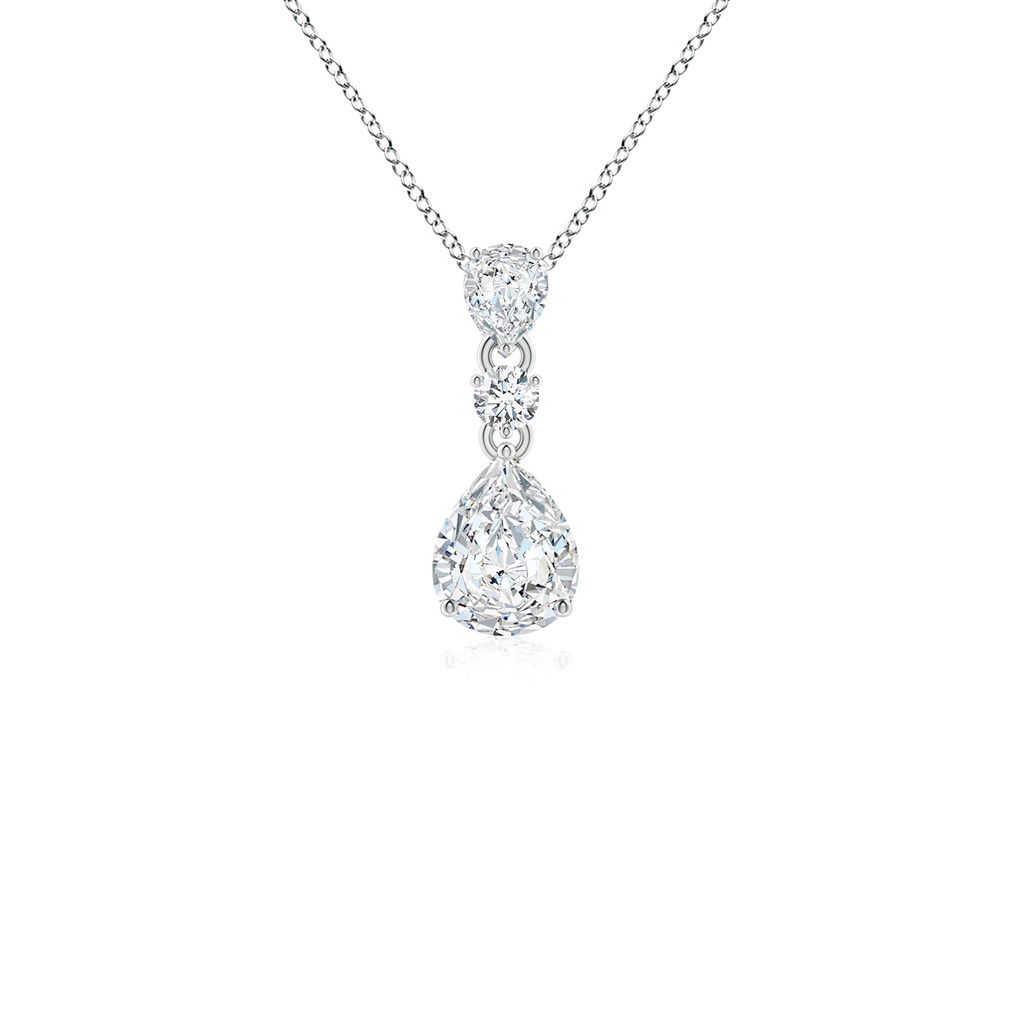 7x5mm FGVS Lab-Grown Pear and Round Diamond Three Stone Pendant in White Gold