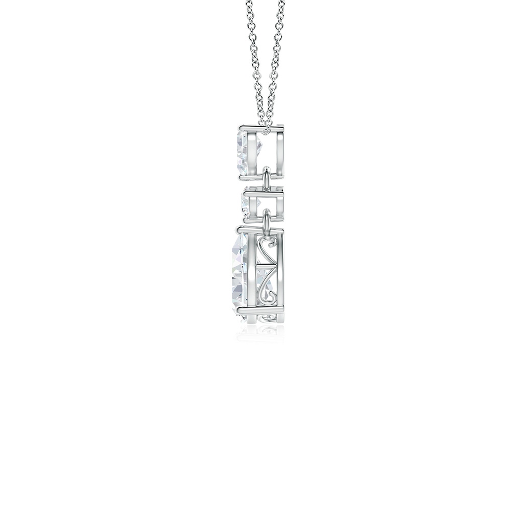 7x5mm FGVS Lab-Grown Pear and Round Diamond Three Stone Pendant in White Gold - side 199