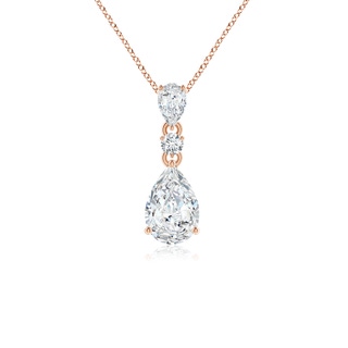 9x6mm FGVS Lab-Grown Pear and Round Diamond Three Stone Pendant in Rose Gold