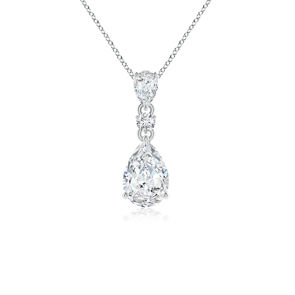 9x6mm FGVS Lab-Grown Pear and Round Diamond Three Stone Pendant in White Gold