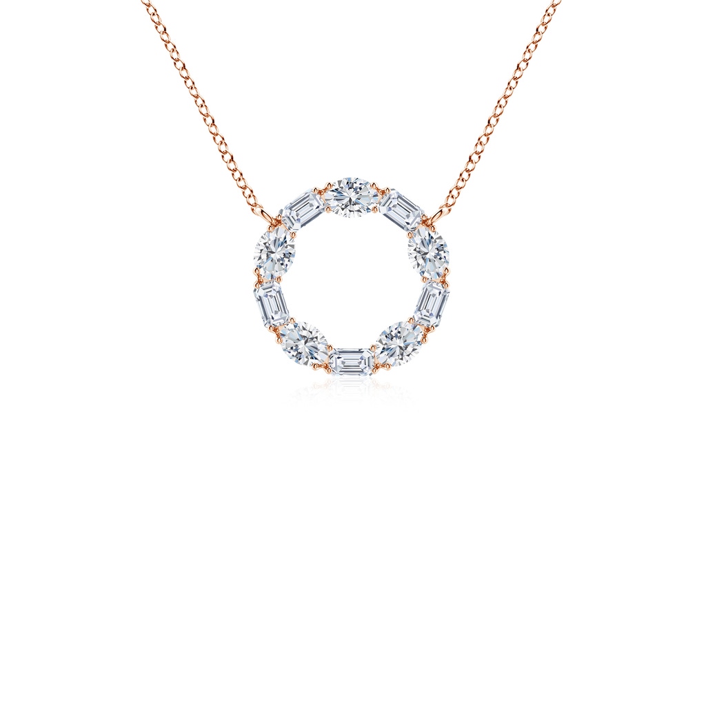 3x2mm FGVS Lab-Grown Emerald-Cut and Oval Diamond Circle of Life Pendant in Rose Gold
