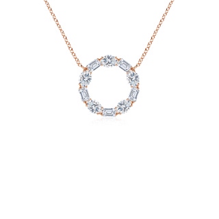 3x2mm FGVS Lab-Grown Emerald-Cut and Oval Diamond Circle of Life Pendant in Rose Gold