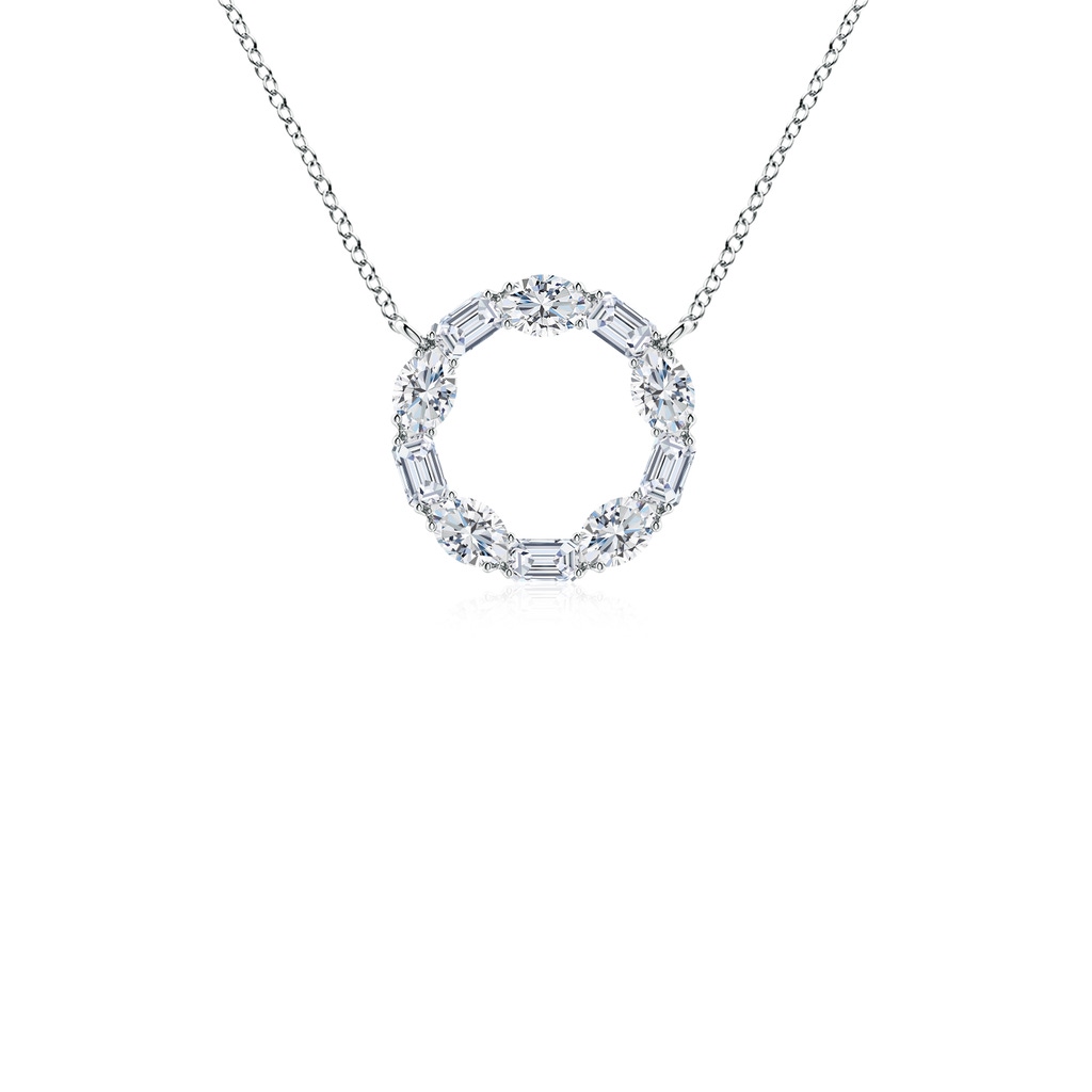 3x2mm FGVS Lab-Grown Emerald-Cut and Oval Diamond Circle of Life Pendant in White Gold