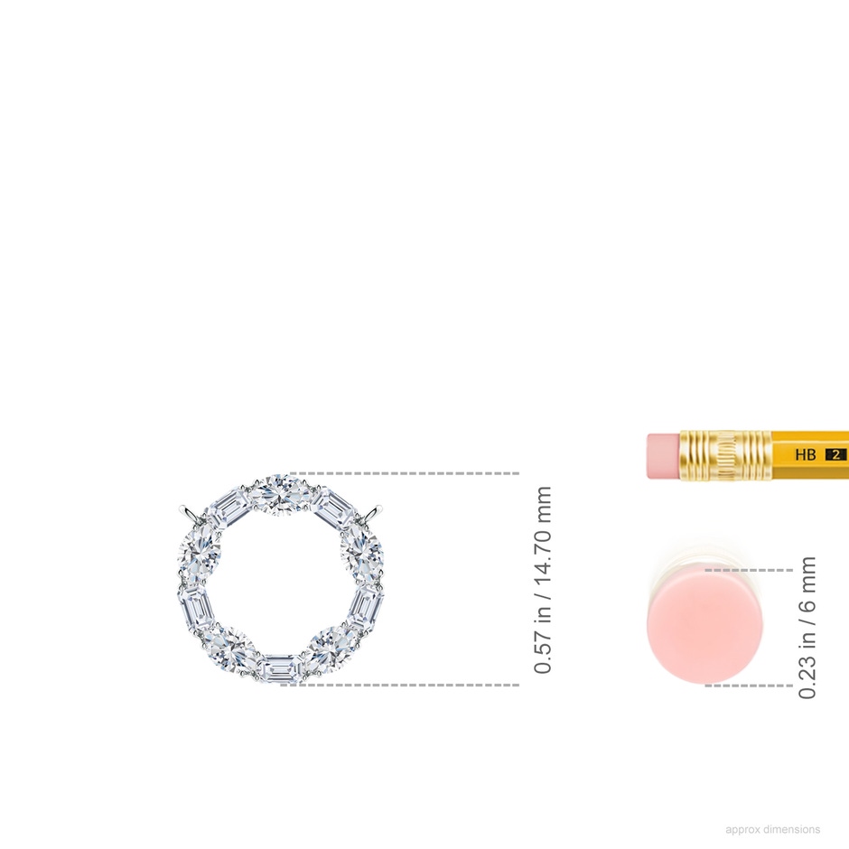 3x2mm FGVS Lab-Grown Emerald-Cut and Oval Diamond Circle of Life Pendant in White Gold ruler