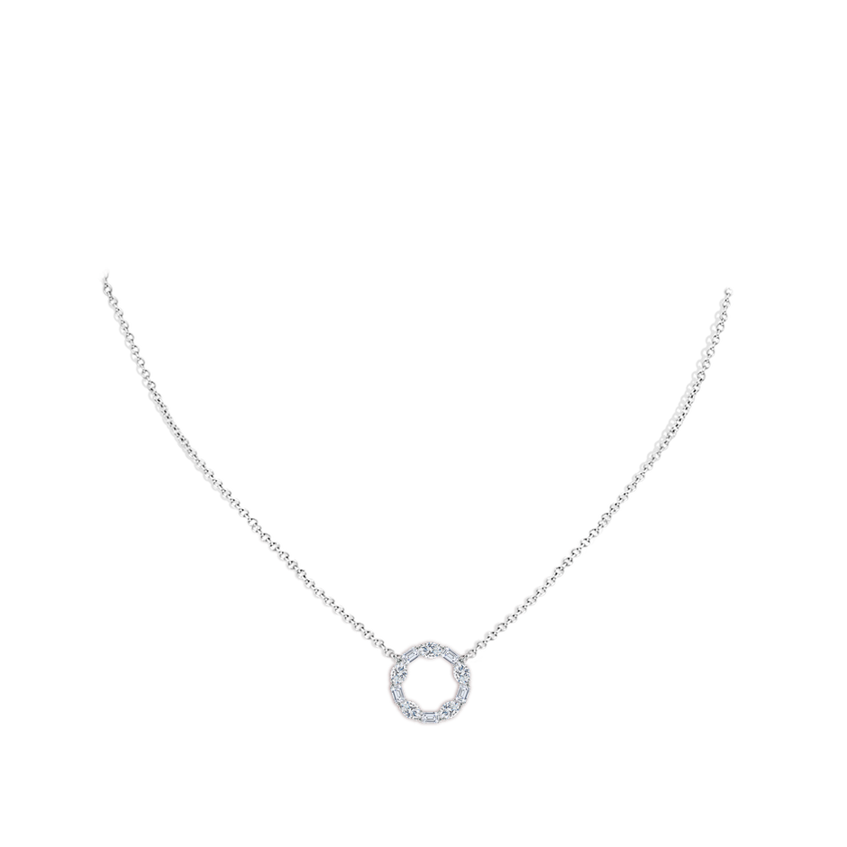 3x2mm FGVS Lab-Grown Emerald-Cut and Oval Diamond Circle of Life Pendant in White Gold pen