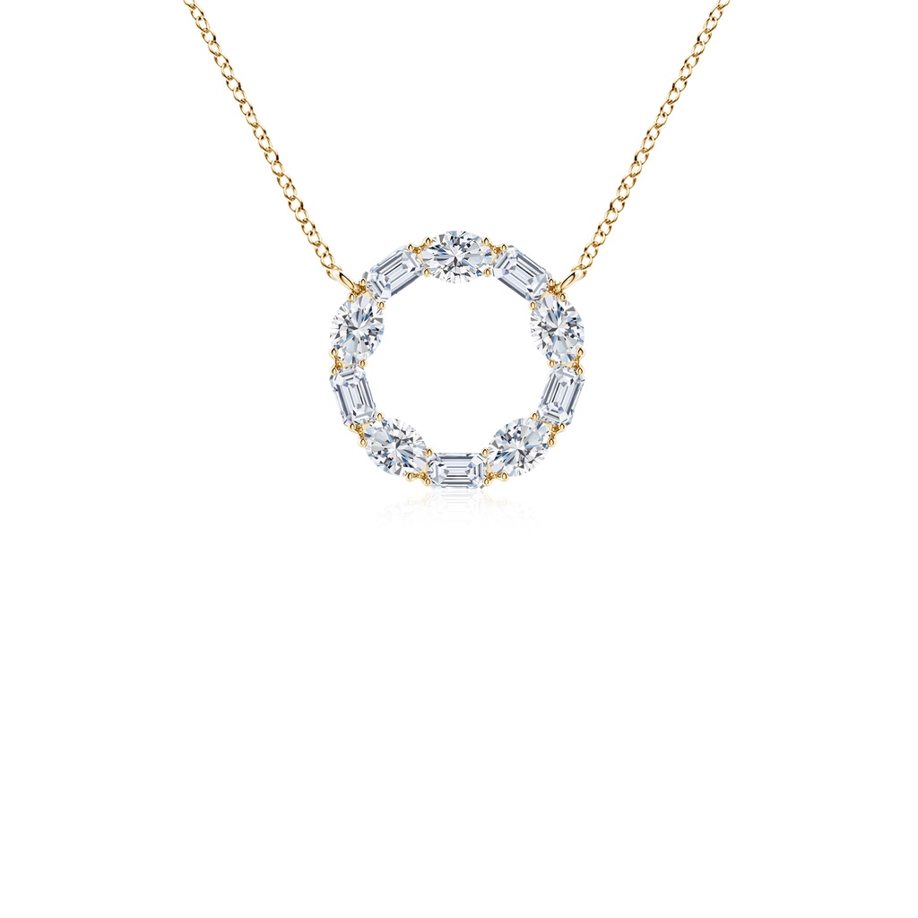 3x2mm FGVS Lab-Grown Emerald-Cut and Oval Diamond Circle of Life Pendant in Yellow Gold