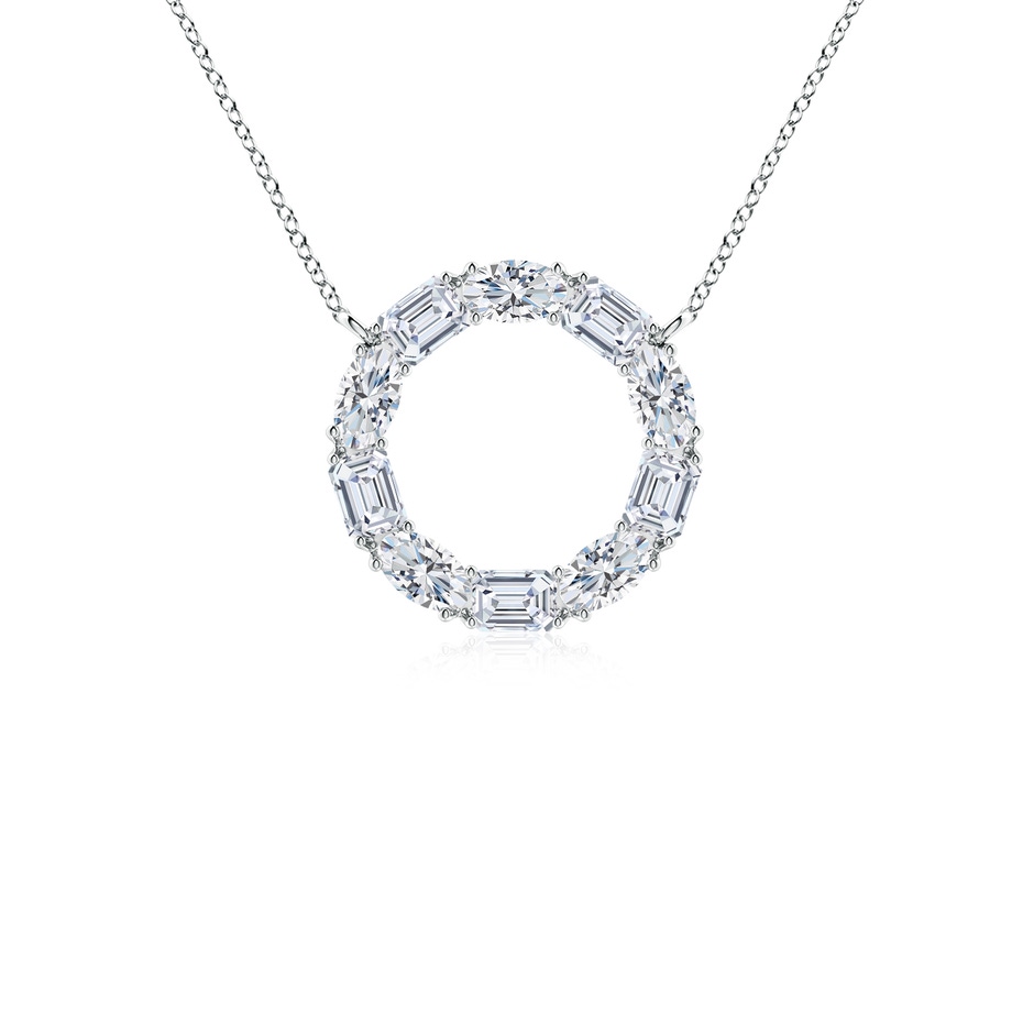 4x3mm FGVS Lab-Grown Emerald-Cut and Oval Diamond Circle of Life Pendant in White Gold 