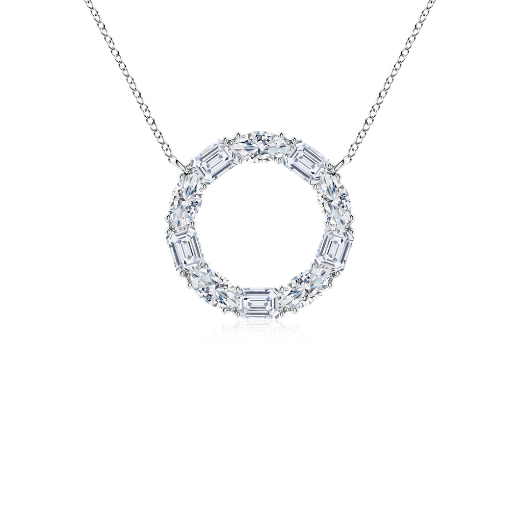 4x3mm FGVS Lab-Grown Emerald-Cut and Oval Diamond Circle of Life Pendant in White Gold