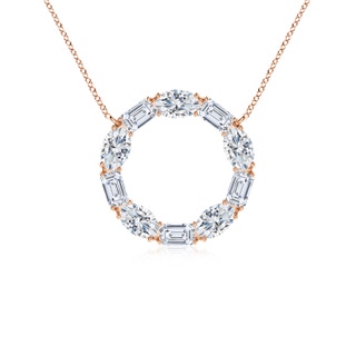 5x3mm FGVS Lab-Grown Emerald-Cut and Oval Diamond Circle of Life Pendant in Rose Gold