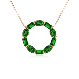 5x3mm Labgrown Lab-Grown Emerald-Cut and Oval Emerald Circle of Life Pendant in 10K Rose Gold