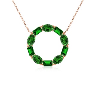5x3mm Labgrown Lab-Grown Emerald-Cut and Oval Emerald Circle of Life Pendant in 18K Rose Gold