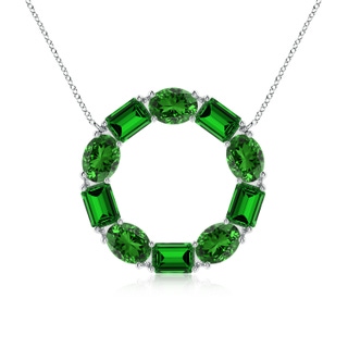 6x4mm Labgrown Lab-Grown Emerald-Cut and Oval Emerald Circle of Life Pendant in P950 Platinum