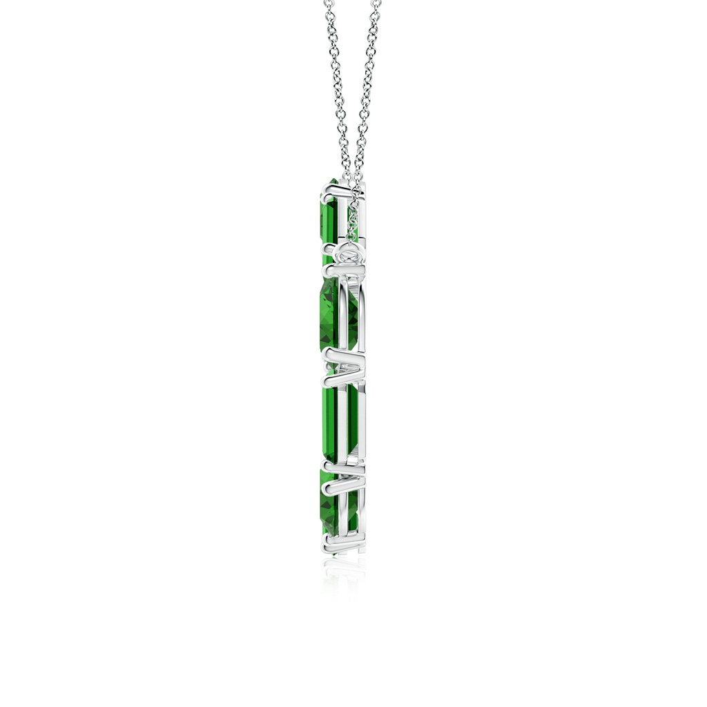 6x4mm Labgrown Lab-Grown Emerald-Cut and Oval Emerald Circle of Life Pendant in White Gold Side 199