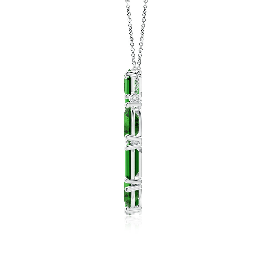 6x4mm Labgrown Lab-Grown Emerald-Cut and Oval Emerald Circle of Life Pendant in White Gold side 199