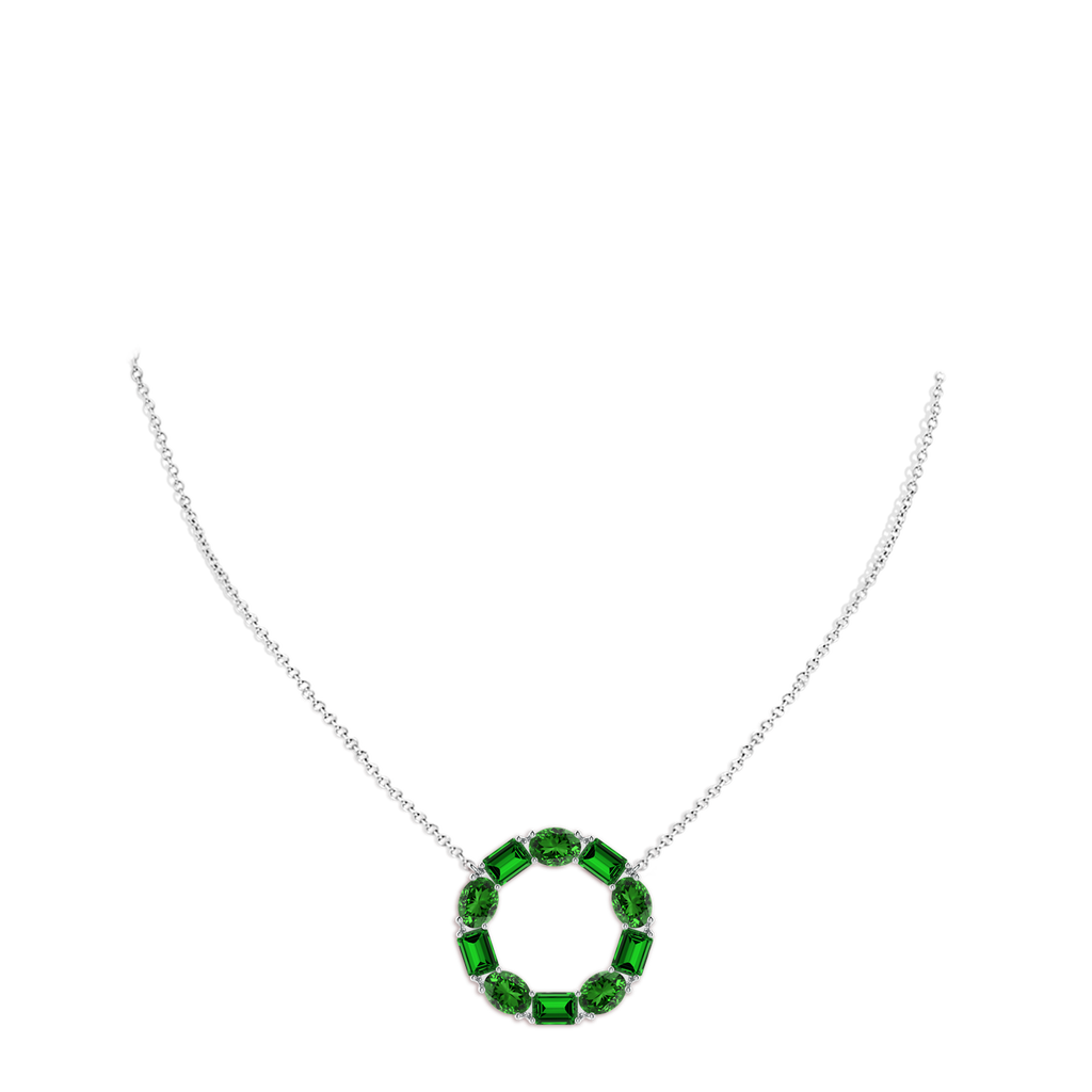 6x4mm Labgrown Lab-Grown Emerald-Cut and Oval Emerald Circle of Life Pendant in White Gold pen