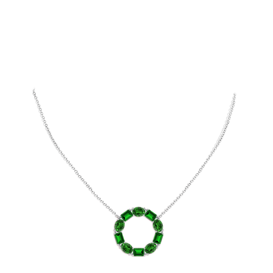 6x4mm Labgrown Lab-Grown Emerald-Cut and Oval Emerald Circle of Life Pendant in White Gold pen