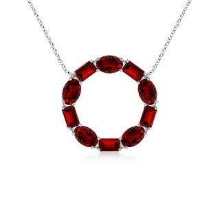 5x3mm Labgrown Lab-Grown Emerald-Cut and Oval Ruby Circle of Life Pendant in P950 Platinum