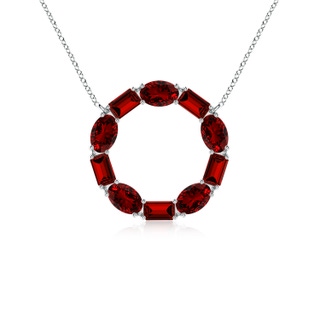 5x3mm Labgrown Lab-Grown Emerald-Cut and Oval Ruby Circle of Life Pendant in S999 Silver