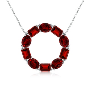 6x4mm Labgrown Lab-Grown Emerald-Cut and Oval Ruby Circle of Life Pendant in P950 Platinum