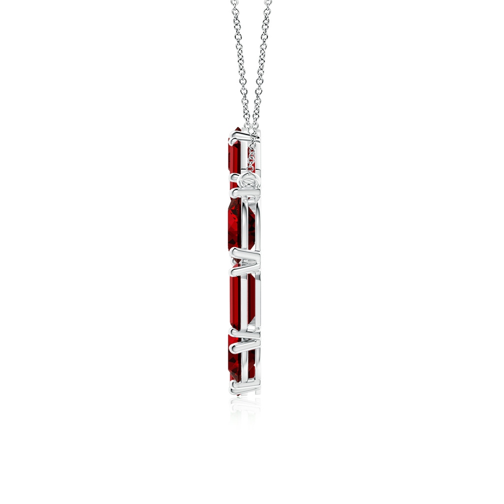 6x4mm Labgrown Lab-Grown Emerald-Cut and Oval Ruby Circle of Life Pendant in White Gold Side 199
