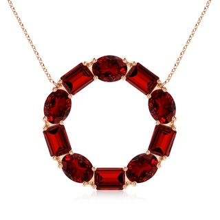 7x5mm Labgrown Lab-Grown Emerald-Cut and Oval Ruby Circle of Life Pendant in 18K Rose Gold