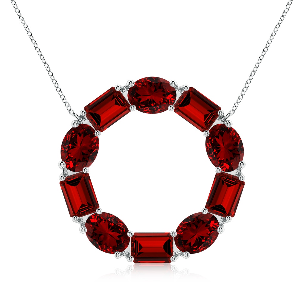 7x5mm Labgrown Lab-Grown Emerald-Cut and Oval Ruby Circle of Life Pendant in P950 Platinum