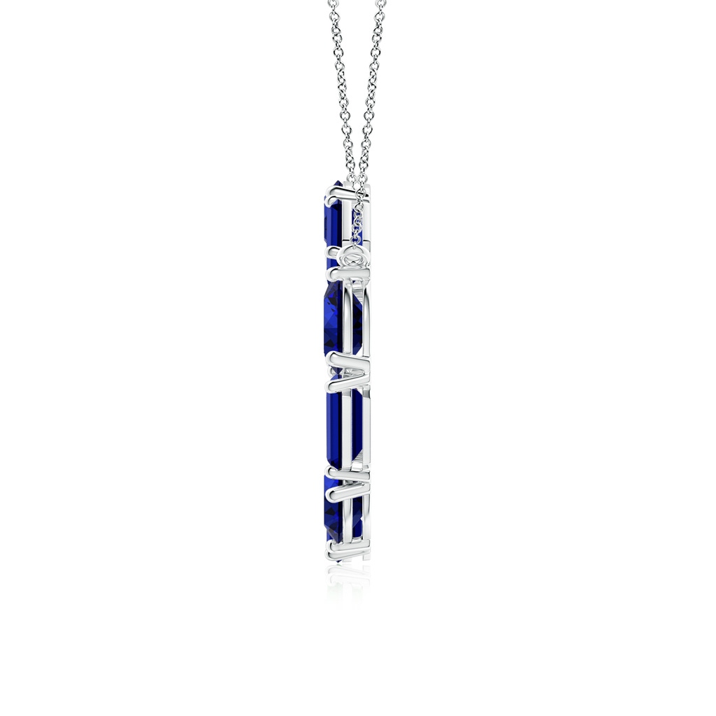 6x4mm Labgrown Lab-Grown Emerald-Cut and Oval Blue Sapphire Circle of Life Pendant in White Gold Side 199