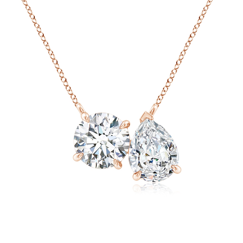 6.5mm FGVS Lab-Grown Round & Pear Diamond Two-Stone Pendant with Filigree in Rose Gold