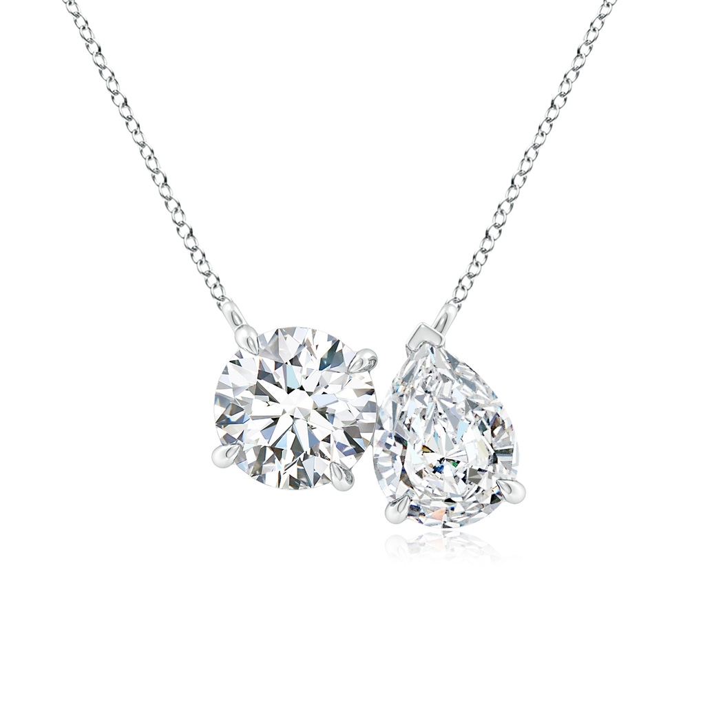 6.5mm FGVS Lab-Grown Round & Pear Diamond Two-Stone Pendant with Filigree in White Gold