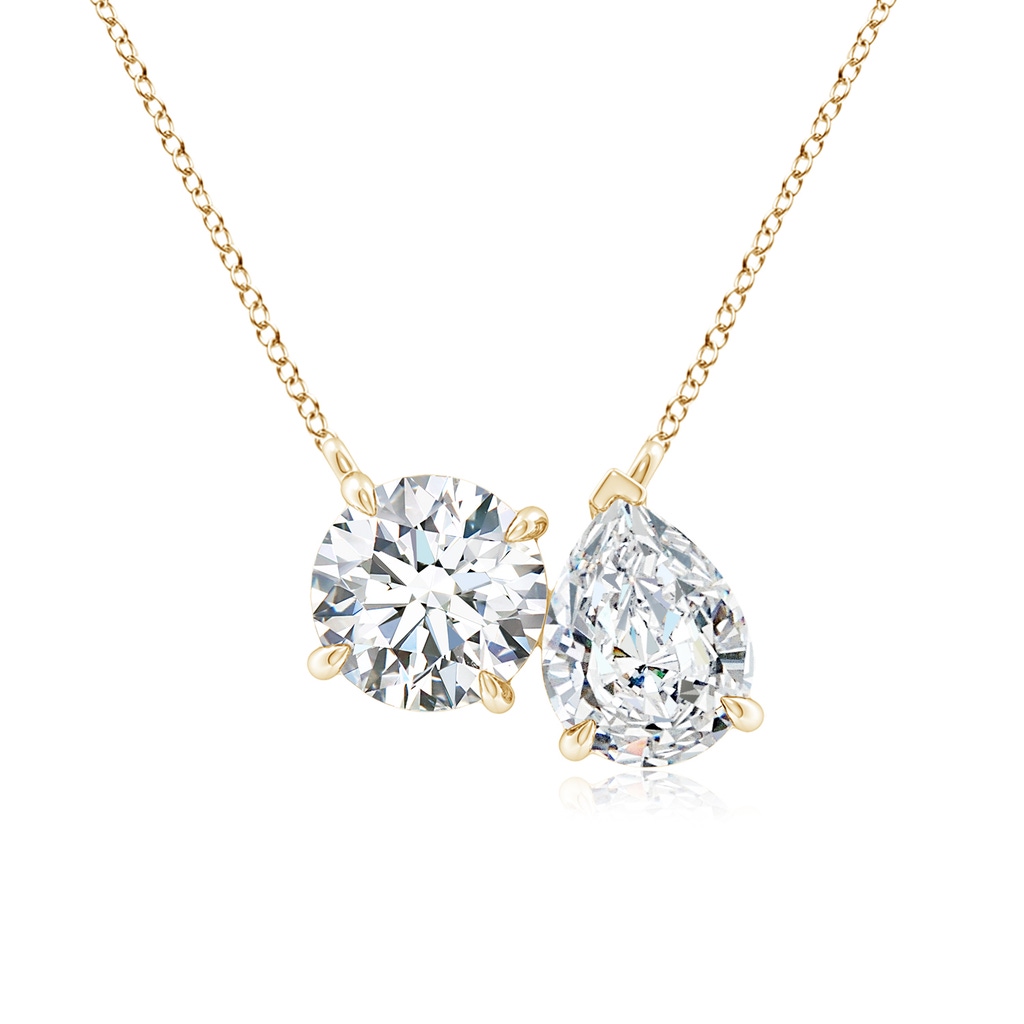 6.5mm FGVS Lab-Grown Round & Pear Diamond Two-Stone Pendant with Filigree in Yellow Gold
