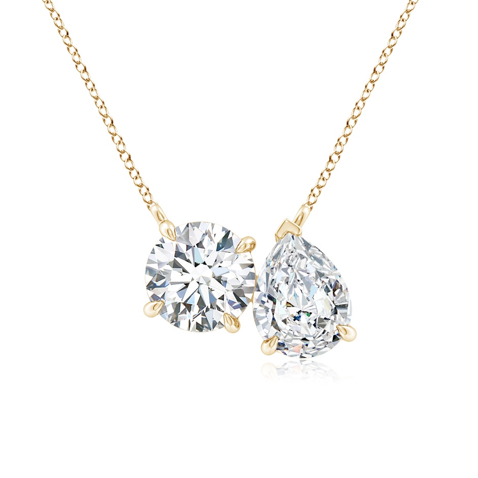 6.5mm FGVS Lab-Grown Round & Pear Diamond Two-Stone Pendant with Filigree in Yellow Gold 