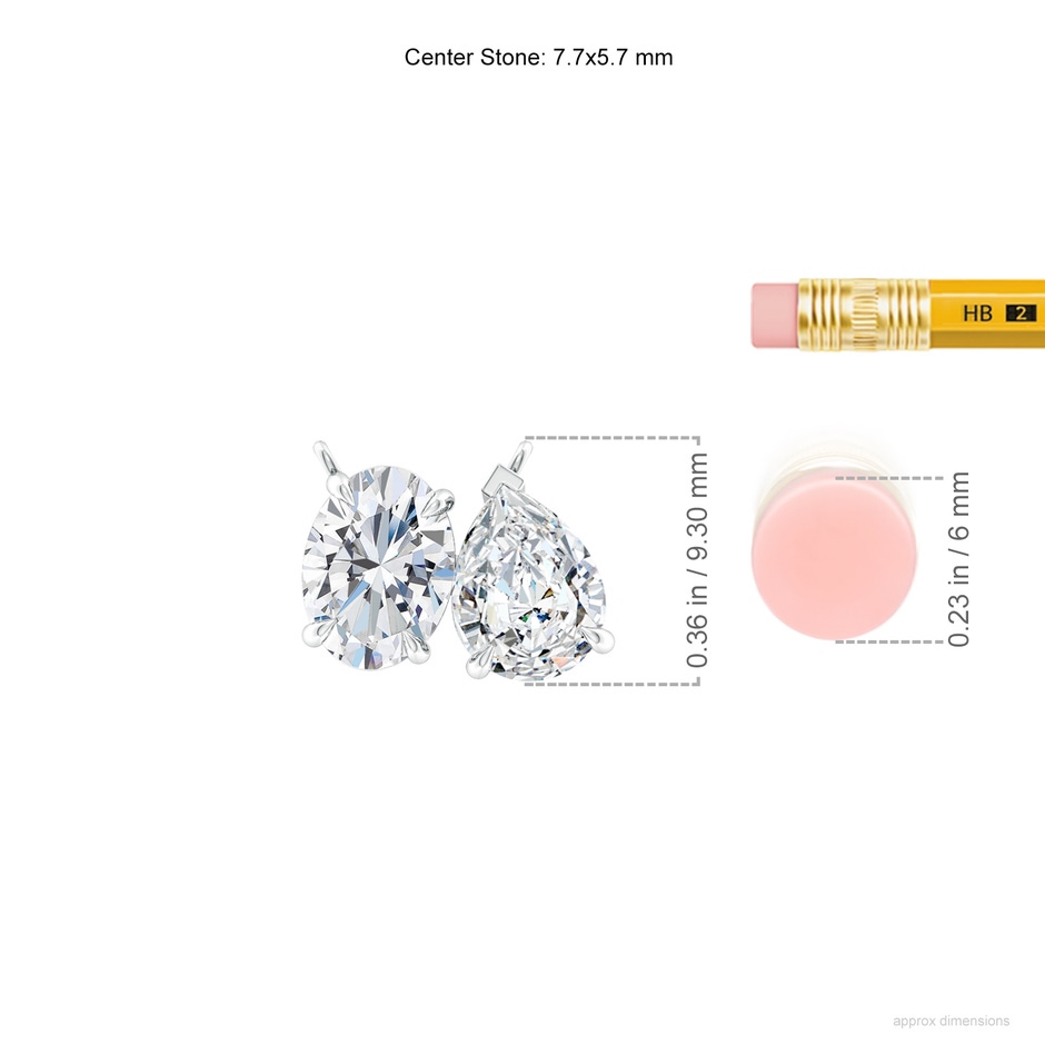 7.7x5.7mm FGVS Lab-Grown Oval & Pear Diamond Two-Stone Pendant with Filigree in S999 Silver ruler