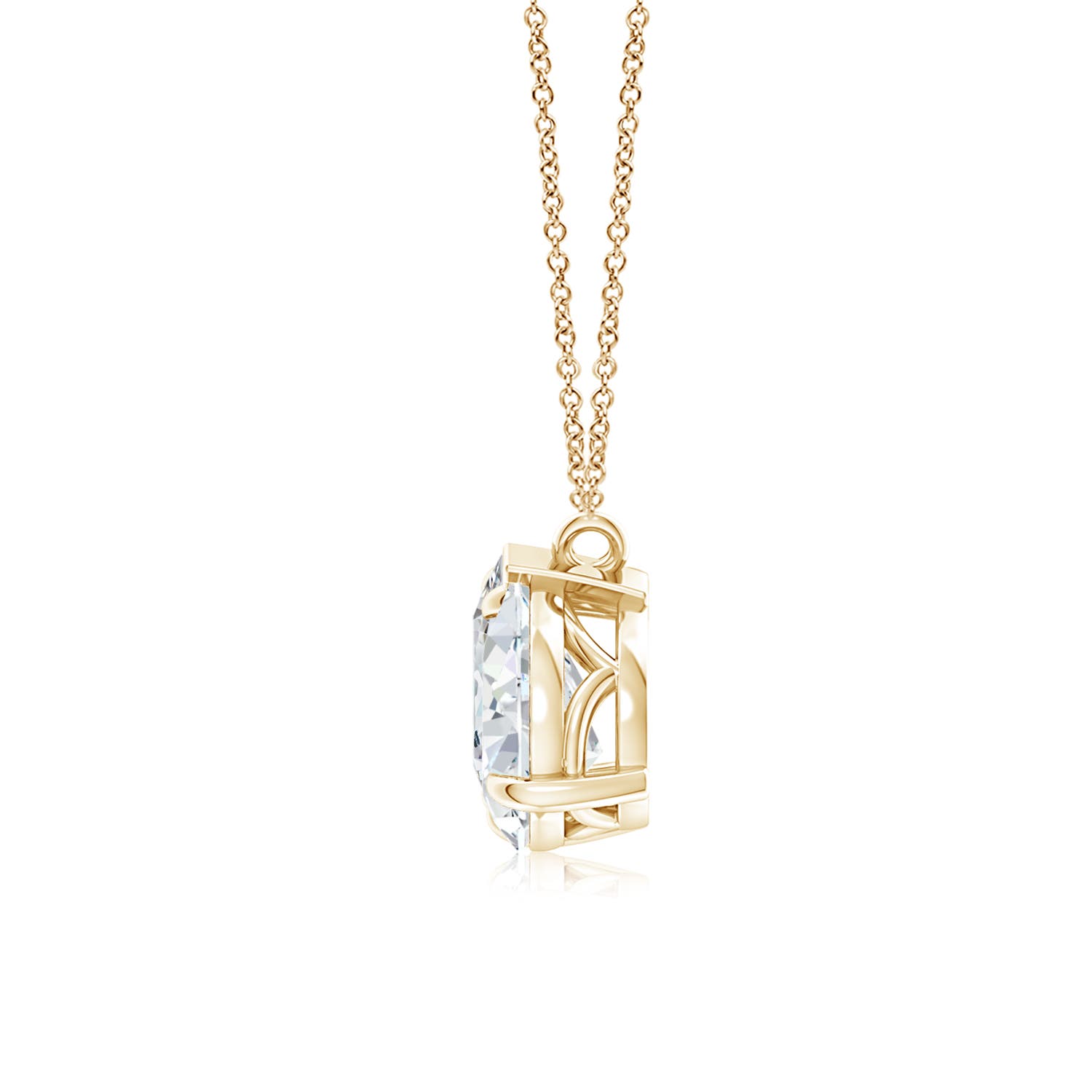 7.7x5.7mm FGVS Lab-Grown Oval & Pear Diamond Two-Stone Pendant with Filigree in Yellow Gold - side 3