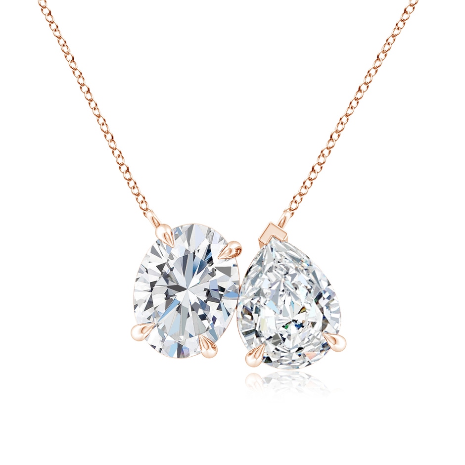 8.5x6.5mm FGVS Lab-Grown Oval & Pear Diamond Two-Stone Pendant with Filigree in Rose Gold 