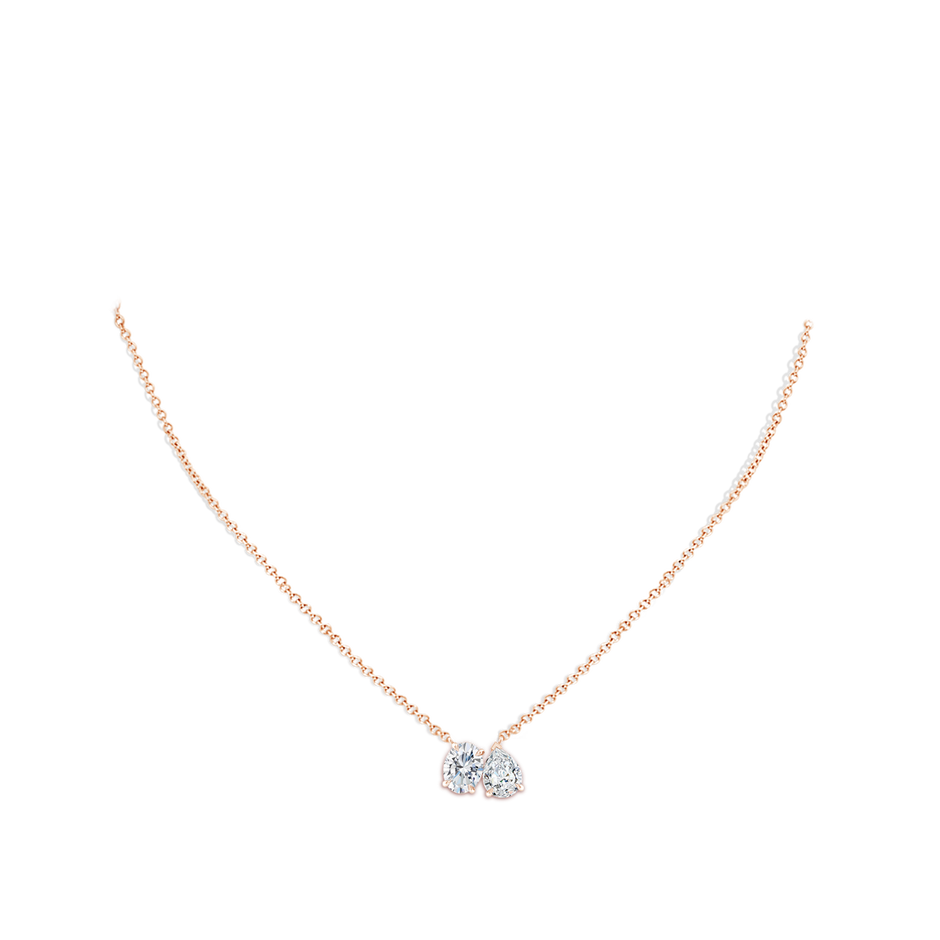 8.5x6.5mm FGVS Lab-Grown Oval & Pear Diamond Two-Stone Pendant with Filigree in Rose Gold pen