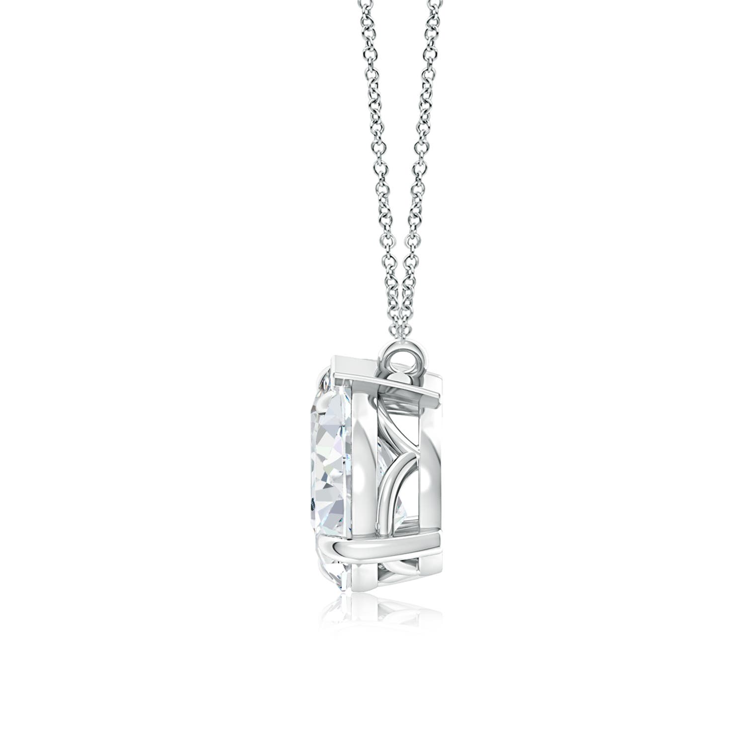 8.5x6.5mm FGVS Lab-Grown Oval & Pear Diamond Two-Stone Pendant with Filigree in White Gold - side 3