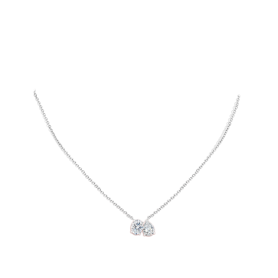 8.5x6.5mm FGVS Lab-Grown Oval & Pear Diamond Two-Stone Pendant with Filigree in White Gold pen