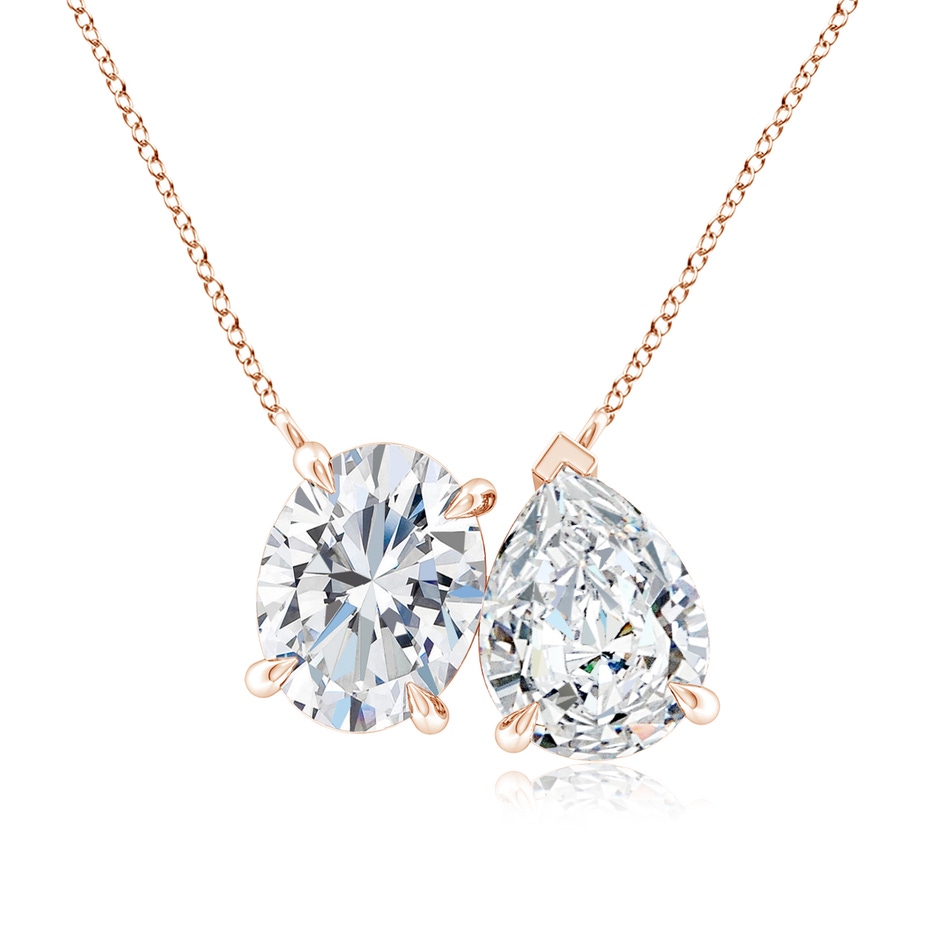 9x7mm FGVS Lab-Grown Oval & Pear Diamond Two-Stone Pendant with Filigree in Rose Gold 