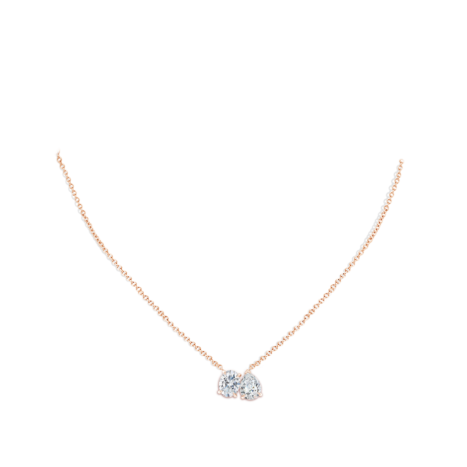 9x7mm FGVS Lab-Grown Oval & Pear Diamond Two-Stone Pendant with Filigree in Rose Gold pen
