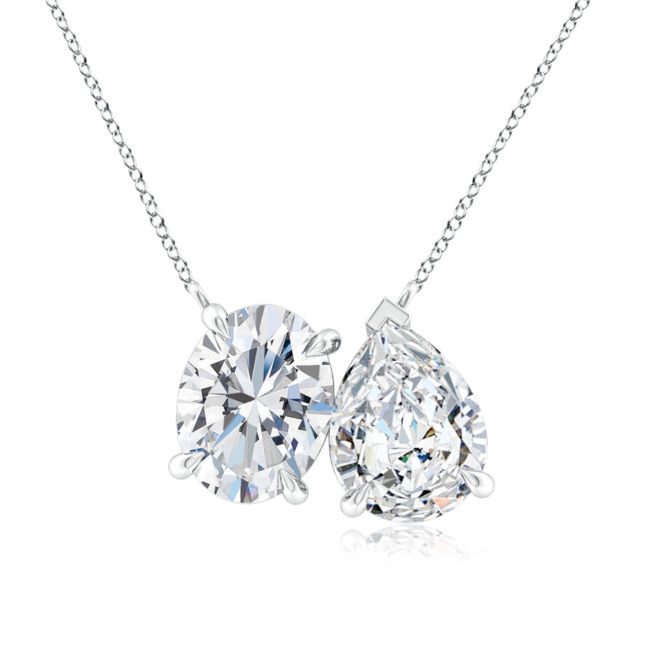 9x7mm FGVS Lab-Grown Oval & Pear Diamond Two-Stone Pendant with Filigree in S999 Silver 