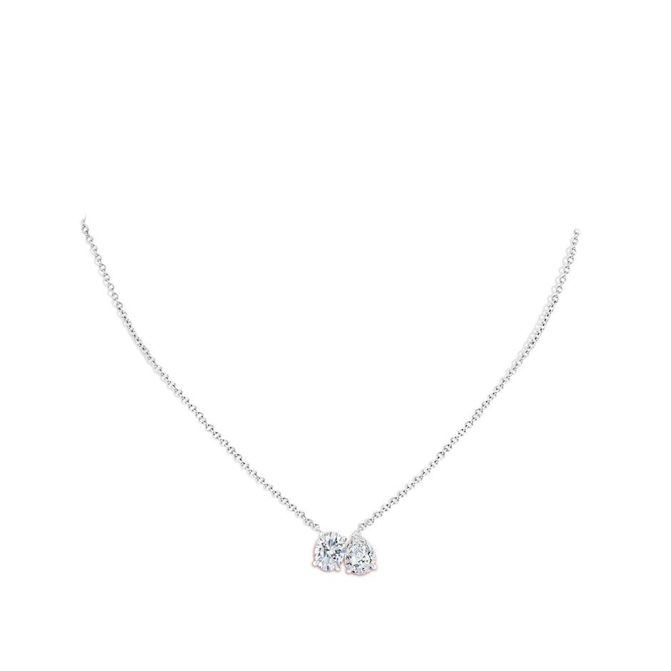 9x7mm FGVS Lab-Grown Oval & Pear Diamond Two-Stone Pendant with Filigree in S999 Silver pen