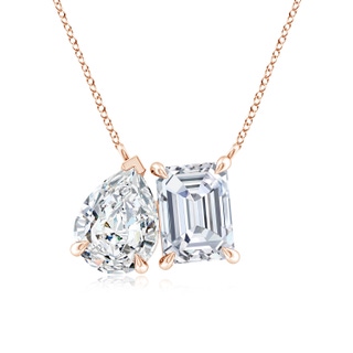 7.5x5.5mm FGVS Lab-Grown Emerald-Cut & Pear Diamond Two-Stone Pendant with Filigree in 9K Rose Gold